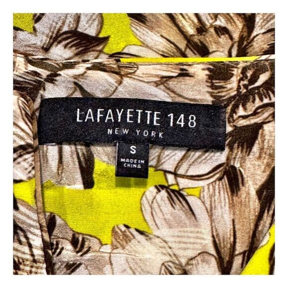Lafayette 148 Women's Floral Silk Blouse V-Neck Short Sleeve Small - Picture 9 of 10